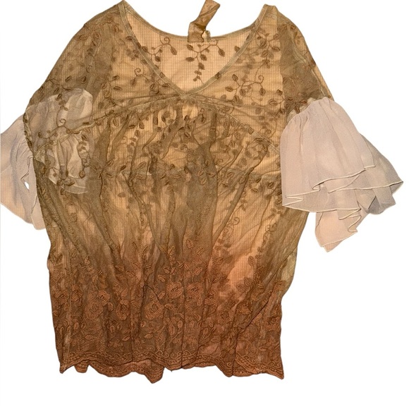Aratta sheer lace tee with flutter sleeves Ombre small - Picture 1 of 2